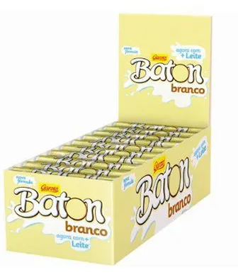 Baton Chocolate Bastão Branco Caixa (480g)